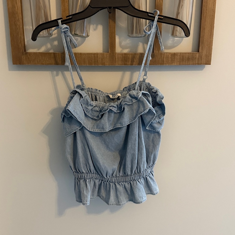 American Eagle Outfitters Light Blue Ruched Blouse
